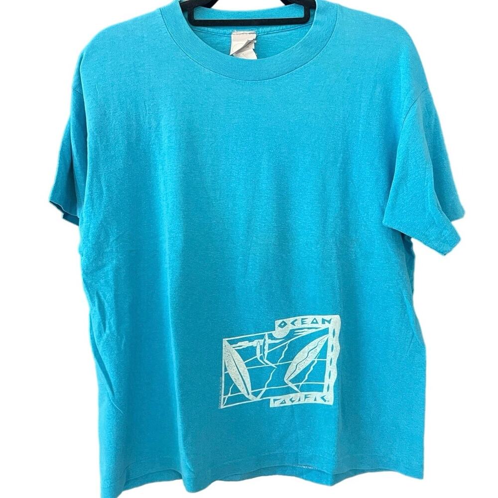 Vintage 80s Ocean Pacific Surfboard Beach Single Stitch Shirt Adult Large